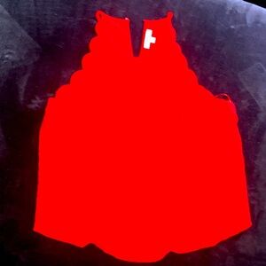 Vibrant Red Scalloped Top